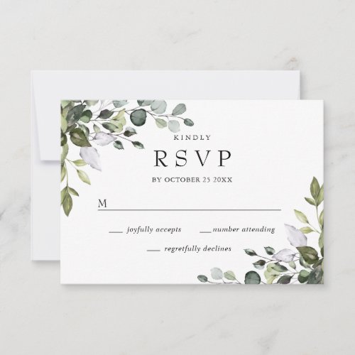 MEAL CHOICE Simple Elegant Eucalyptus Wedding RSVP Card