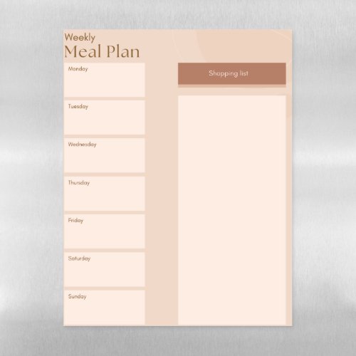 Meal Plan Dry Erase  Magnetic Dry Erase Sheet