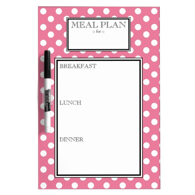 Meal Plan - Pink Polka Dot Dry-Erase Board (Front)