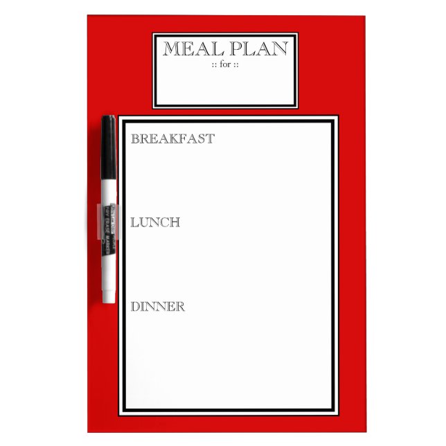 Meal Plan - Red Day-to-Day Dry-Erase Board (Front)