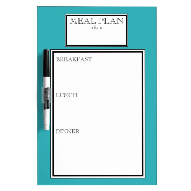 Meal Plan - Turquoise Day-to-Day Dry-Erase Board (Front)