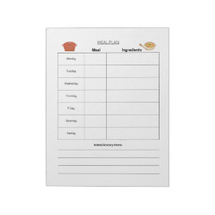 Meal Plan Weekly Page Notepad