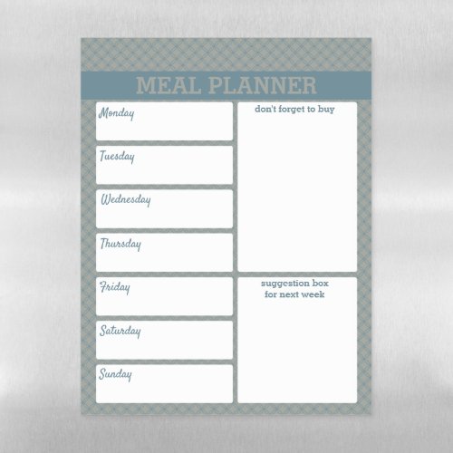 Meal Planner and Shopping List _ Blue and Gray Magnetic Dry Erase Sheet