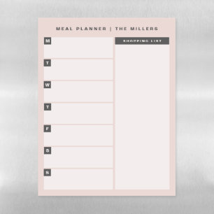 Meal Planner Dry Erase Magnetic Sheet Blush