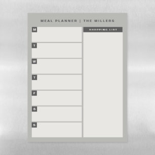 Meal Planner Dry Erase Magnetic Sheet Grey