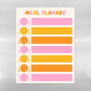 Meal Planner Dry Erase Magnetic Sheet Pink Orange