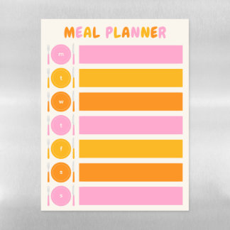 Meal Planner Dry Erase Magnetic Sheet Pink Orange