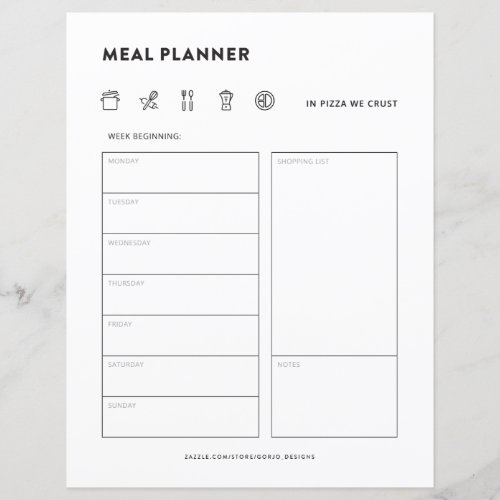 Meal Planner Family Meals Weekly Menu Organizer