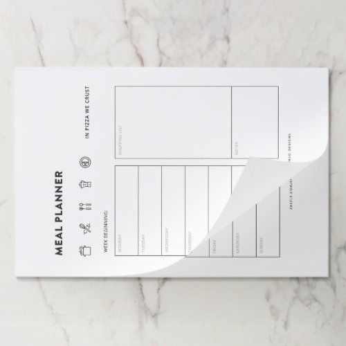 Meal Planner Family Meals Weekly Menu Organizer Paper Pad