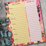 Meal Planner & Grocery List Pink Floral Notepad<br><div class="desc">Pink Floral Meal Planner and Grocery List Notepad to organize your week. This notepad has a weekly planner on every page, with lined sections for each day of the week and a large ruled box for your shopping list. The design has a watercolor floral background in shades of pink and...</div>