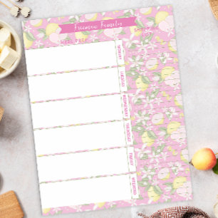 Meal Planner & Shopping List Pink Lemonade Lemon Notepad