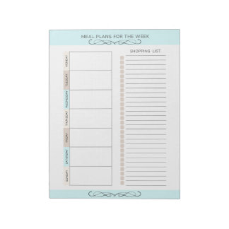 Meal Planner Weekly Light Colors Notepad