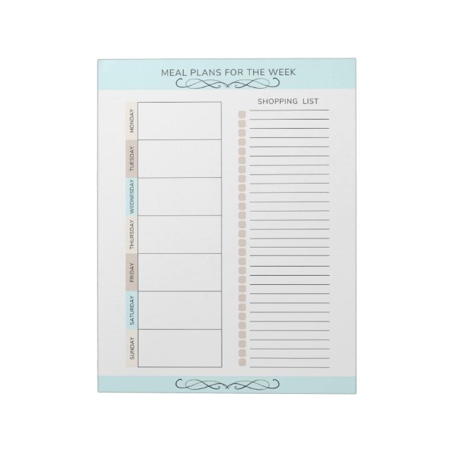 Meal Planner Weekly Light Colors Notepad (Rotated)
