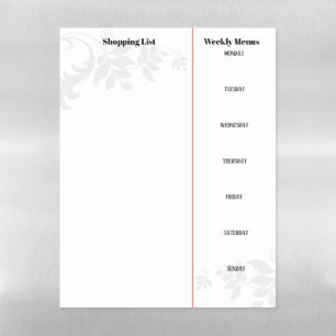 Meal Planner with Shopping List Magnetic Dry Erase Sheet