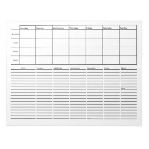 Meal Planning & Grocery List Notepad
