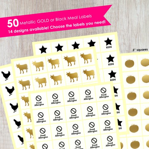 Meal Stickers For Place Cards 50 Per Set