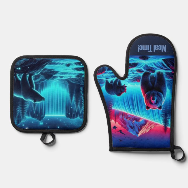 Meal Time!  Oven Mitt & Pot Holder Set (Front)