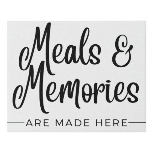 Meals and memories are made here kitchen decor  faux canvas print