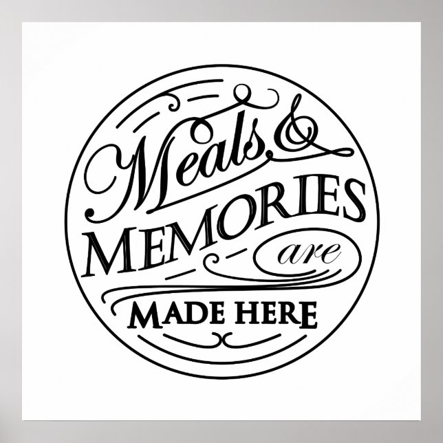Meals and Memories are made here quote design Poster (Front)