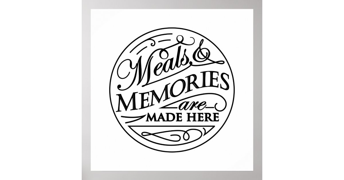 Meals And Memories Made Here Quote Wall Art Modern Minimal Large Poster