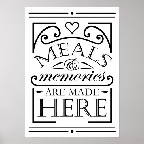 Meals and Memories are made here quote design Poster