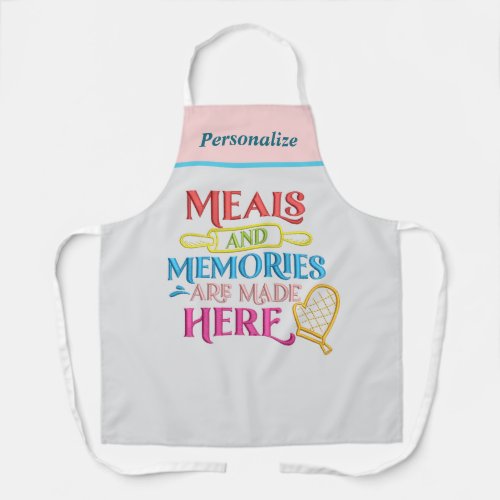 Meals Memories Kitchen Cooking Quote Womens Apron