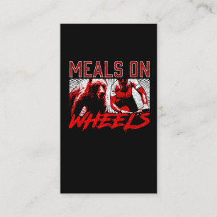 Meals On Wheel Funny Bear Chasing Forest Biker Business Card
