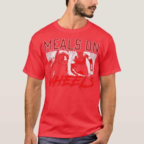 Meals On Wheel Funny Bear Chasing Forest Biker  T_Shirt