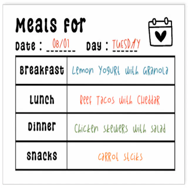 Meals Planner Breakfast Lunch Dinner Planning Rubber Stamp | Zazzle