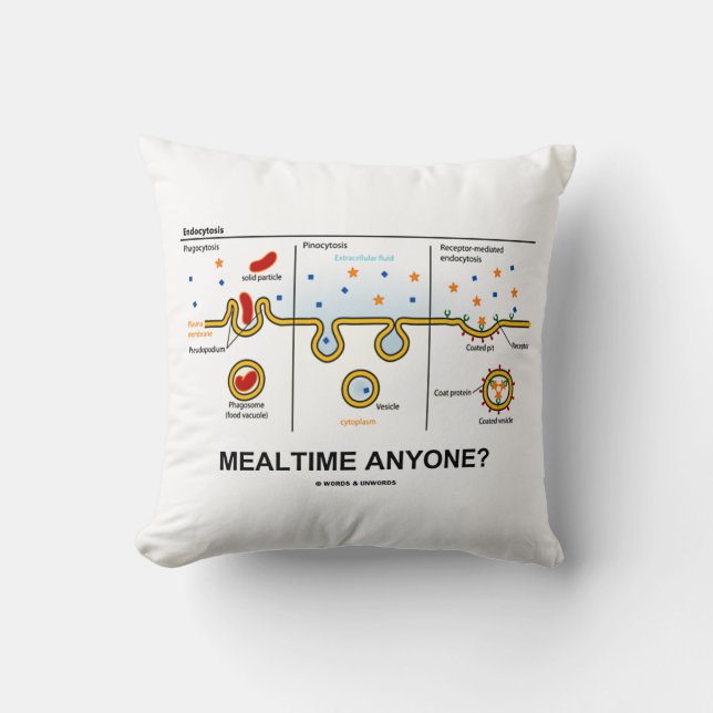 Mealtime Anyone? Endocytosis Eating Biology Humor Throw Pillow (Front)