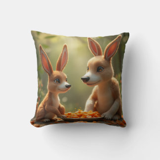 mealtime for animals throw pillow