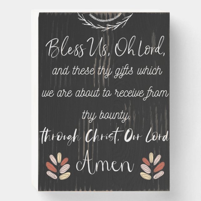 Mealtime Prayer Mealtime Blessing Wooden Box Sign (Front Vertical)