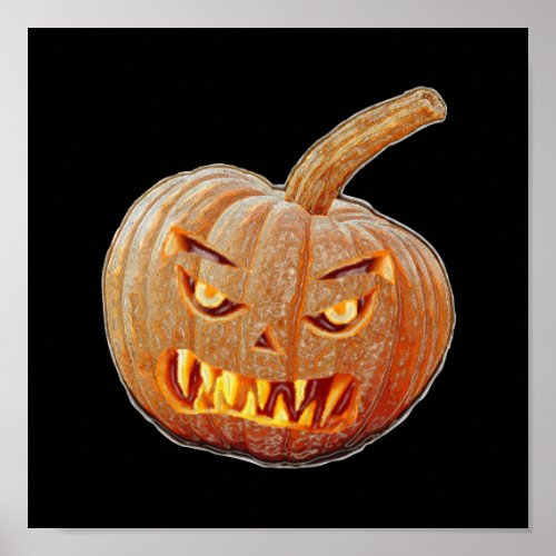Mean and Ugly Pumpkin Face Poster
