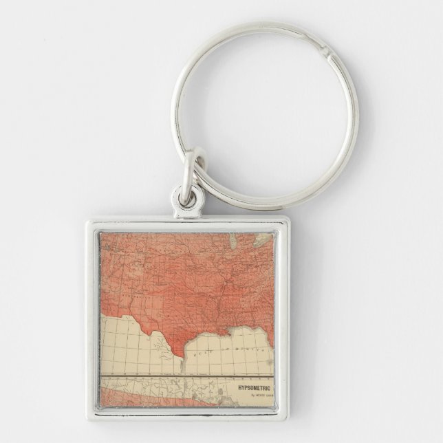 Mean annual temperature, Hypsometric sketch Keychain (Front)