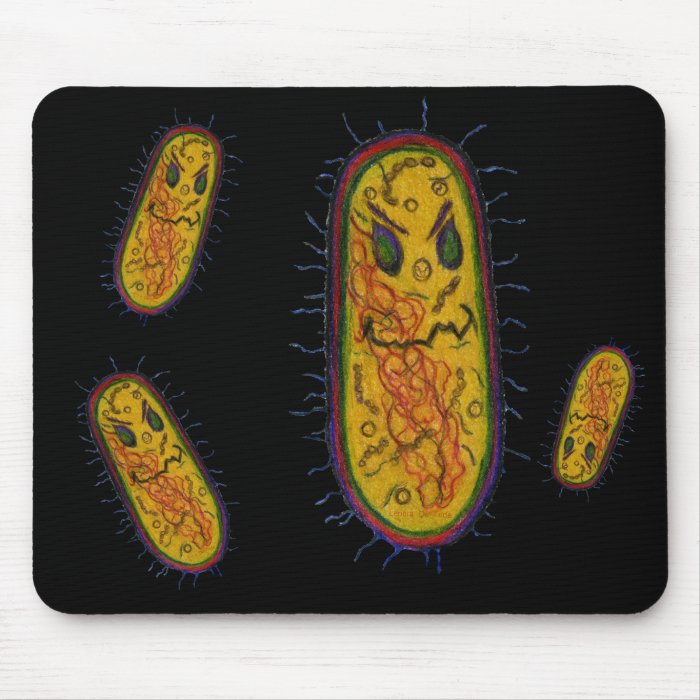 Mean Bacteria Cartoon Character Mouse Pads