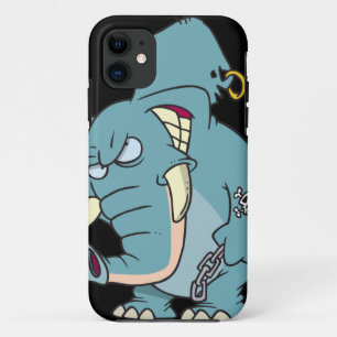 mean badass elephant cartoon iPhone 11 case