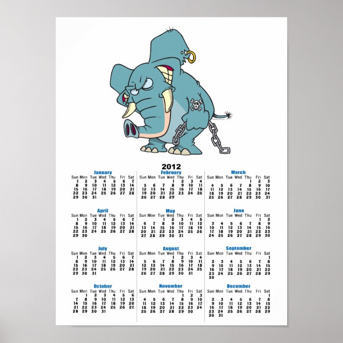 mean badass elephant cartoon poster