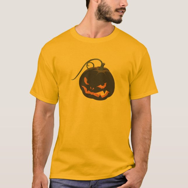 Mean Black Jack O'Lantern Halloween Shirt (Front)
