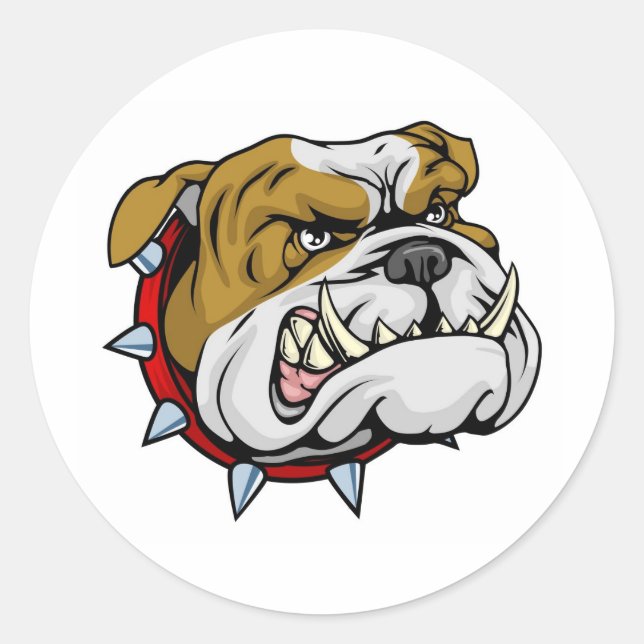 Mean bulldog mascot illustration classic round sticker (Front)