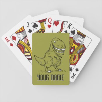 Mean Cool Dinosaur T Rex Cartoon Playing Cards by tashatzazzle at Zazzle