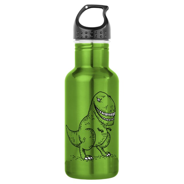 Mean Cool Dinosaur T Rex Cartoon Stainless Steel Water Bottle (Front)
