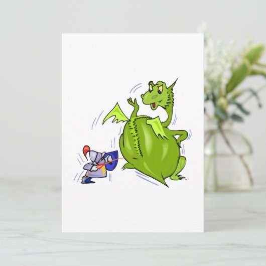 Mean Dragon Poked by Knight (Standing Front)