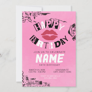 Mean Girls Pink Happy Birthday Invitation