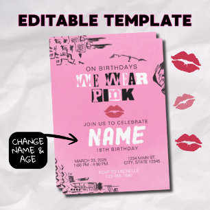 Mean Girls We Wear Pink Birthday Invitation