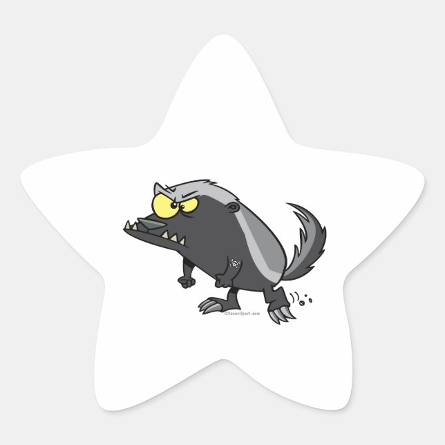 mean honey badger cartoon character star sticker (Front)