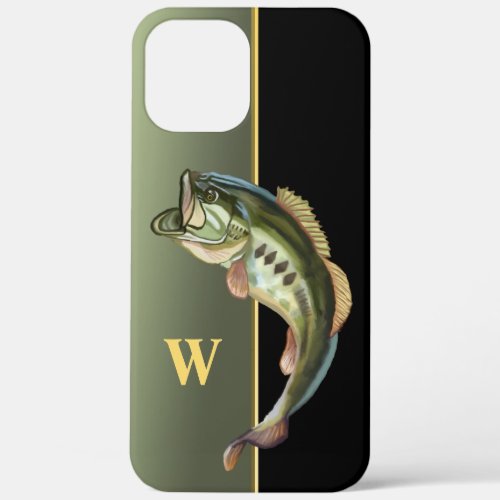 Mean Jumping Bass Fishing Monogram iPhone 12 Pro Max Case