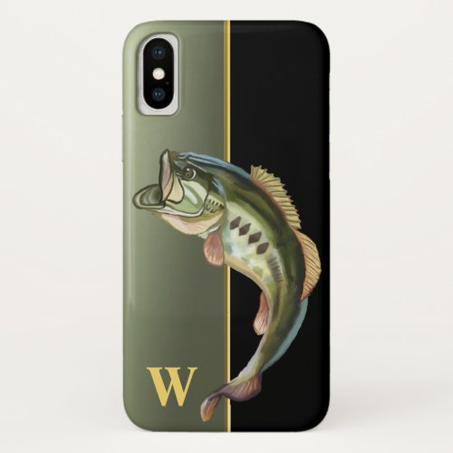 Mean Jumping Bass Fishing Monogram iPhone XS Case