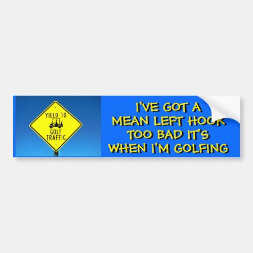 Mean Left Hook _  Golf Cart Bumper Sticker