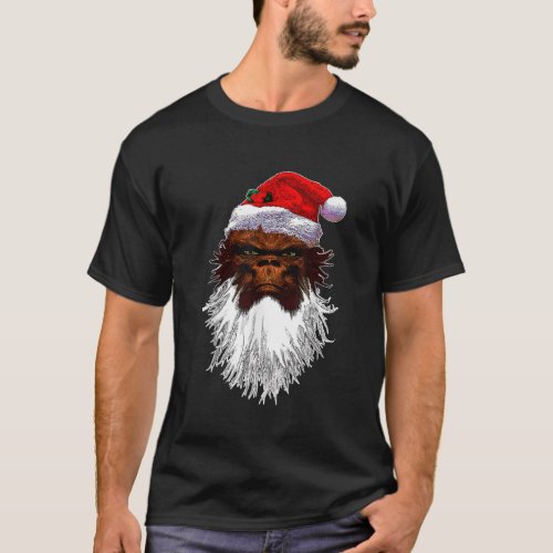 Mean Mug Angry Sasquatch Bigfoot Santa Christmas T_Shirt