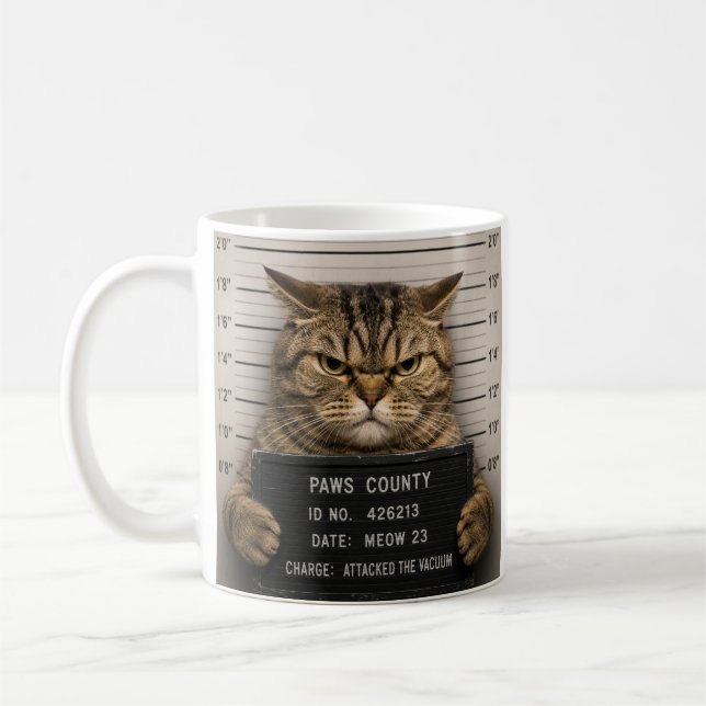 Mean Mugging Cat Coffee Mug (Left)